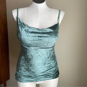 Free People All Night Green Velvet Tank